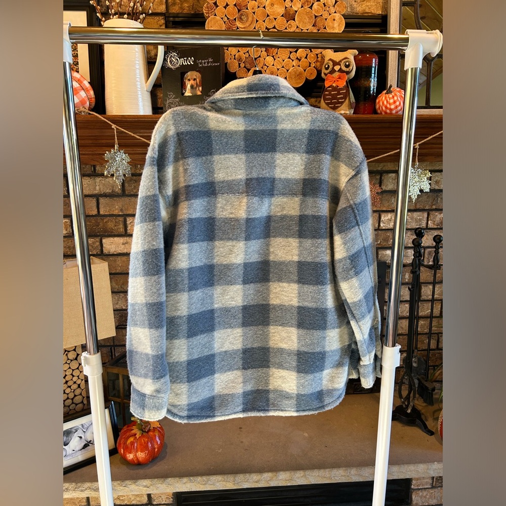 Sonoma | Goods For Life Cozy Blue Plaid Shacket - Picture 5 of 5
